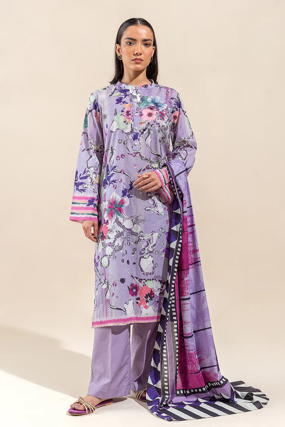 2 PIECE PRINTED LAWN SUIT-HEATHER GLOOM (UNSTITCHED) - Image 6