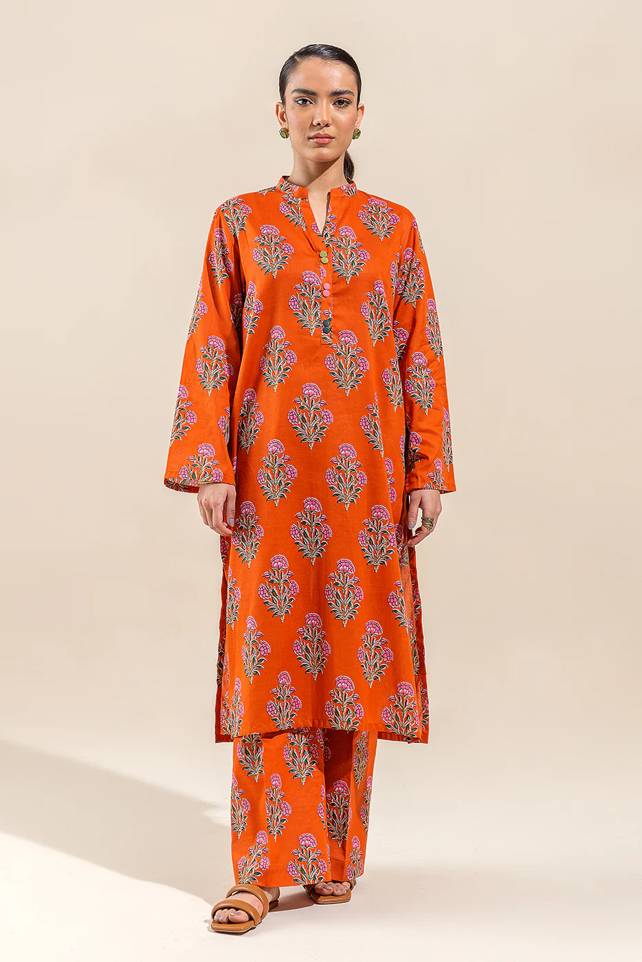 2 PIECE PRINTED LAWN SUIT-VERMILLION FLECK (UNSTITCHED) - Image 2