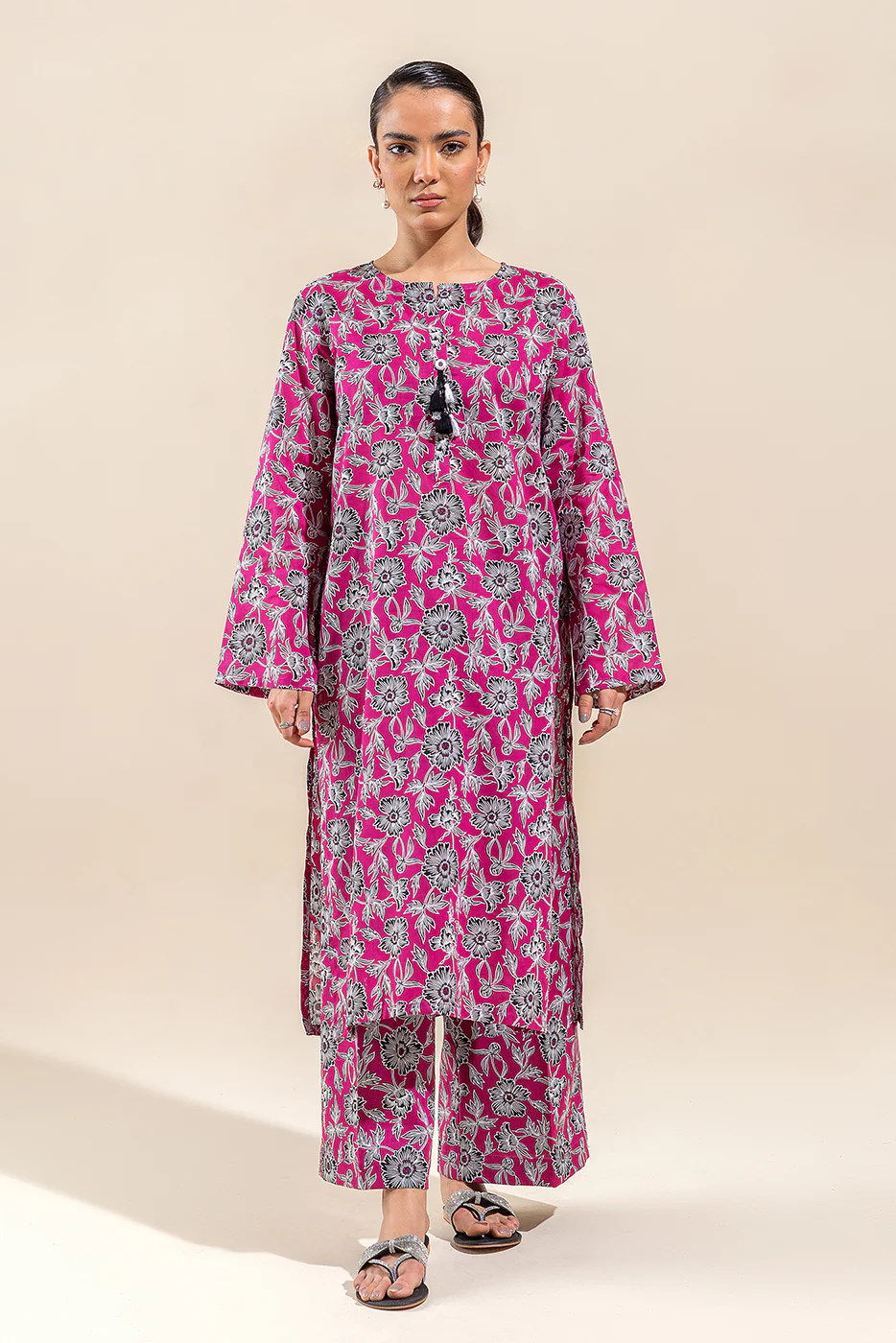 2 PIECE PRINTED LAWN SUIT-FUSCIA GLORY (UNSTITCHED) - Image 2