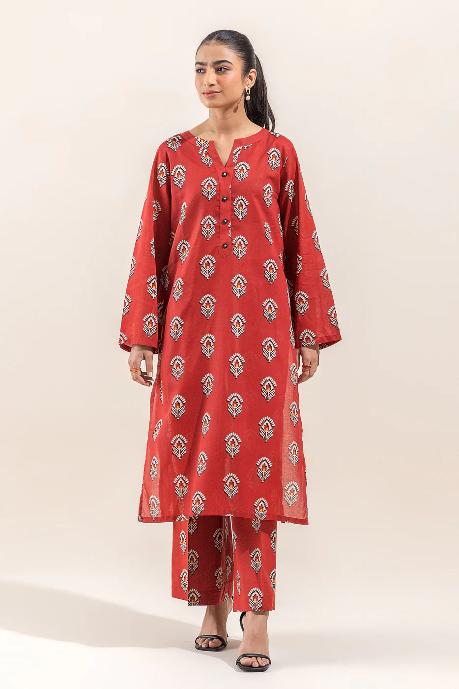 2 PIECE PRINTED LAWN SUIT-EMBER GLOW (UNSTITCHED) - Image 2