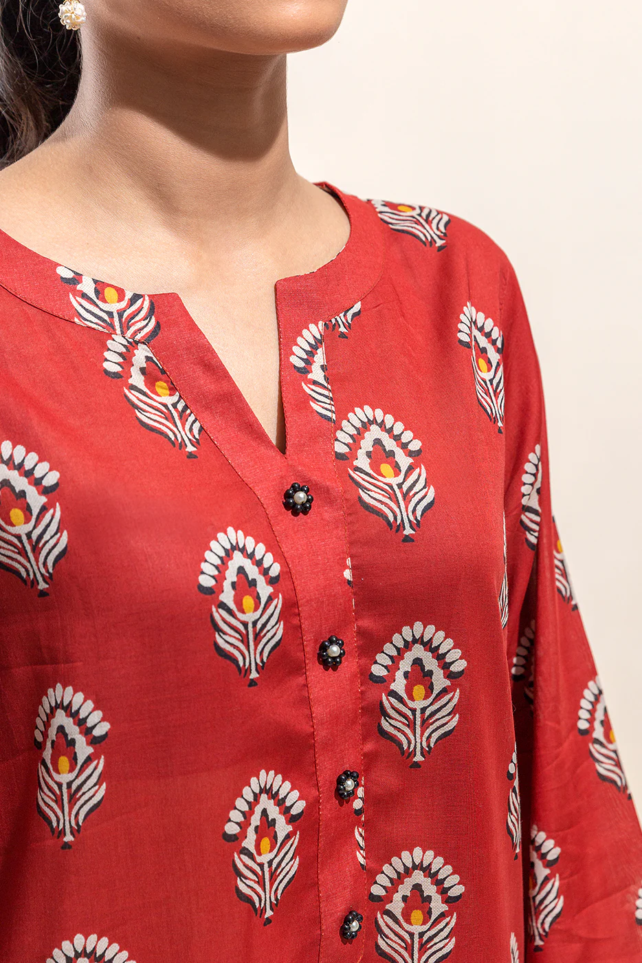 2 PIECE PRINTED LAWN SUIT-EMBER GLOW (UNSTITCHED) - Image 4
