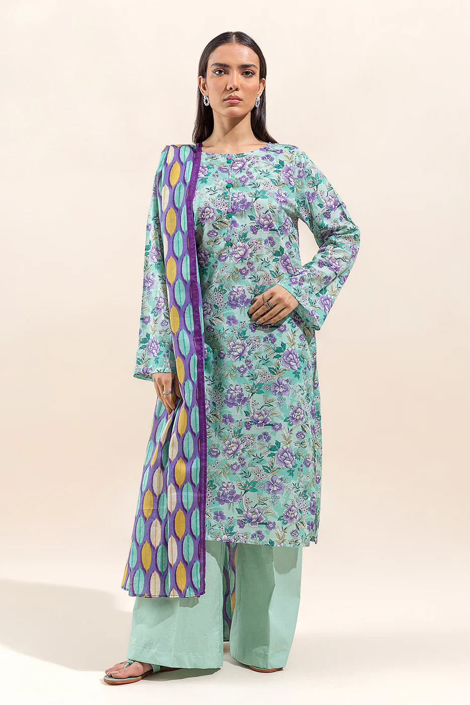 2 PIECE PRINTED LAWN SUIT-FLORET GLEAM (UNSTITCHED) - Image 2
