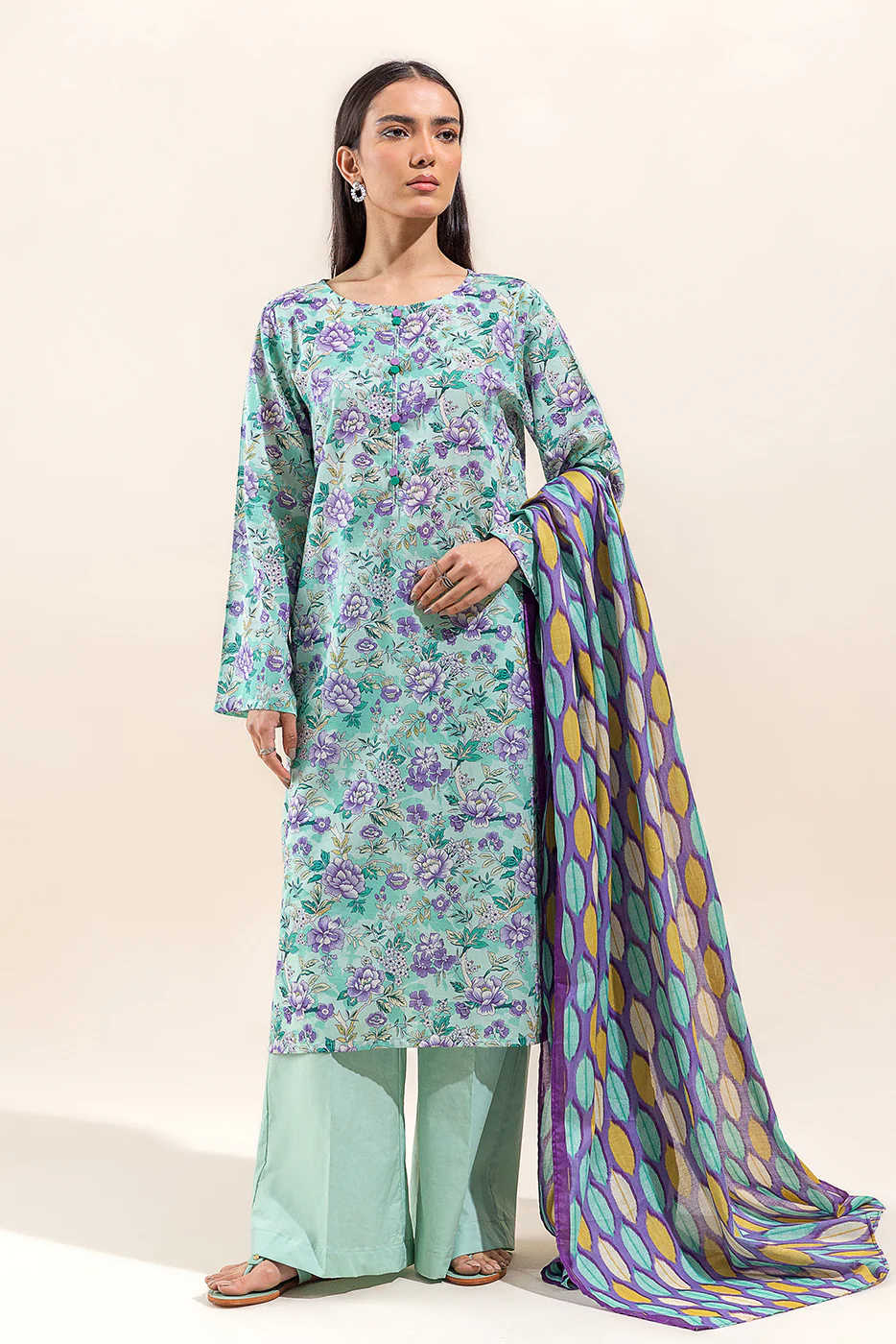 2 PIECE PRINTED LAWN SUIT-FLORET GLEAM (UNSTITCHED) - Image 5