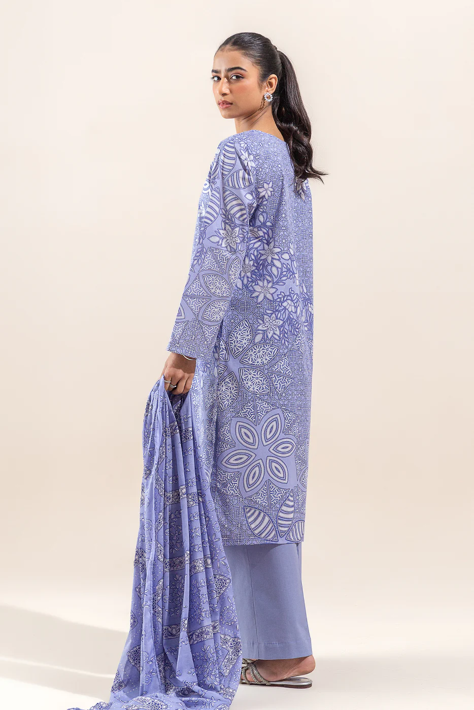 2 PIECE PRINTED LAWN SUIT-BLUE BLIZZARD (UNSTITCHED) - Image 5