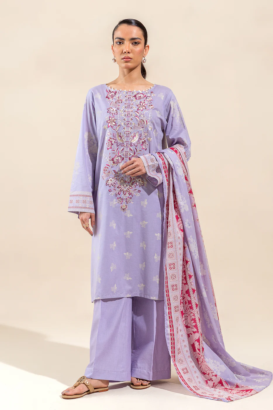 3 PIECE EMBROIDERED LAWN SUIT-FLORET SPRUCE (UNSTITCHED) - Image 6