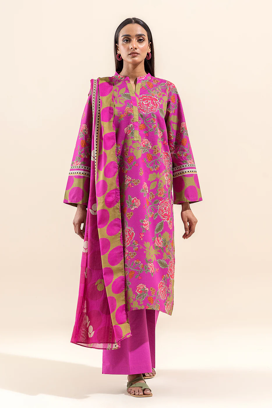 3 PIECE PRINTED LAWN SUIT-FLORET PUNCH (UNSTITCHED) - Image 2