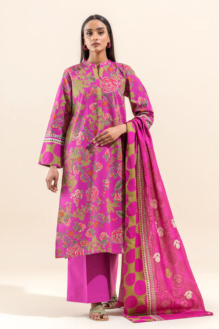 3 PIECE PRINTED LAWN SUIT-FLORET PUNCH (UNSTITCHED) - Image 6