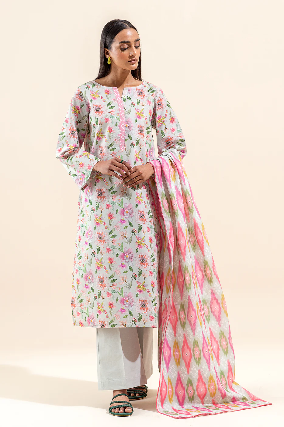 3 PIECE PRINTED LAWN SUIT-SUMMER DEW (UNSTITCHED) - Image 6