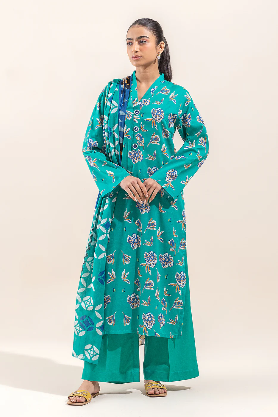 3 PIECE PRINTED LAWN SUIT-PEACOCK CHARM (UNSTITCHED) - Image 2