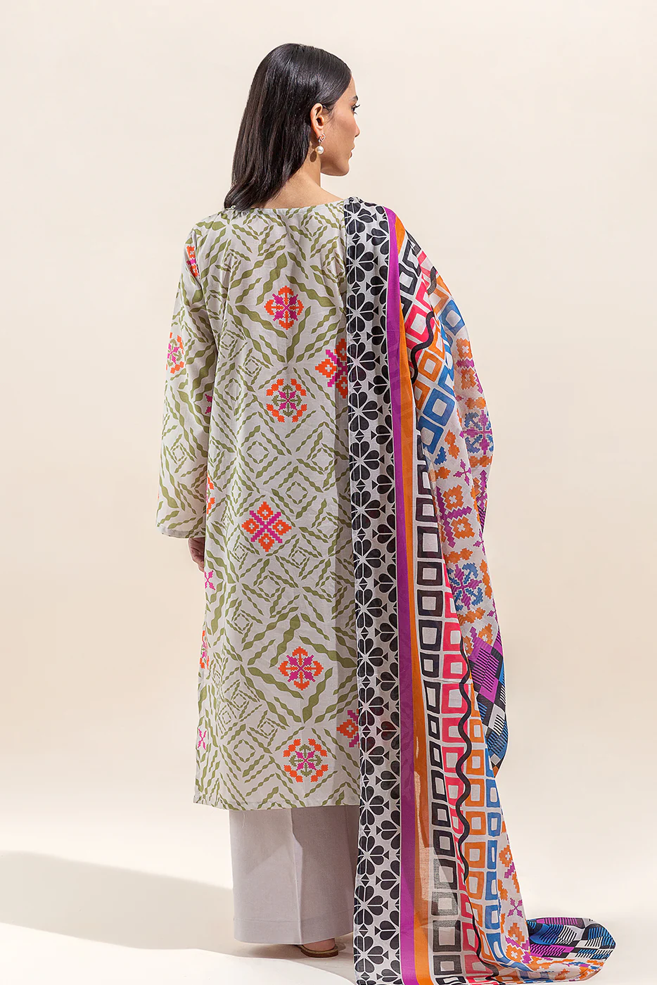3 PIECE PRINTED LAWN SUIT-FROZEN DEW (UNSTITCHED) - Image 5