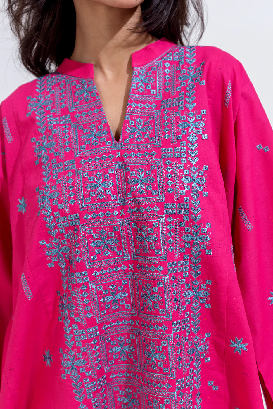 2 PIECE EMBROIDERED CAMBRIC SUIT (PRET) - Image 5
