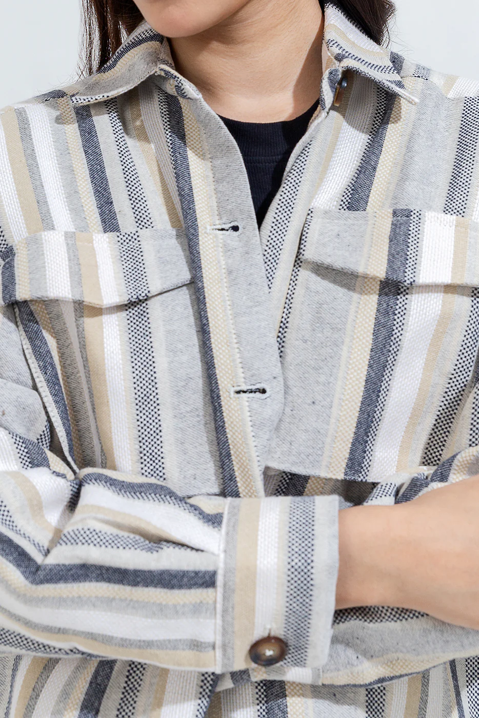 STRIPED COLLAR JACKET - Image 2
