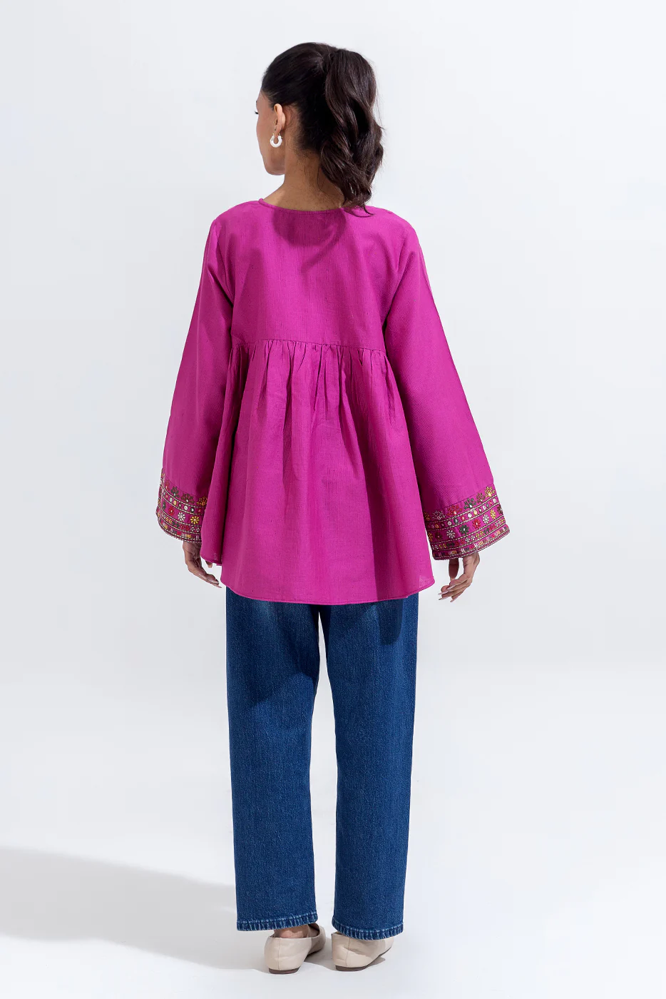 EMBROIDERED KHADDAR TOP (PRET) - Image 3