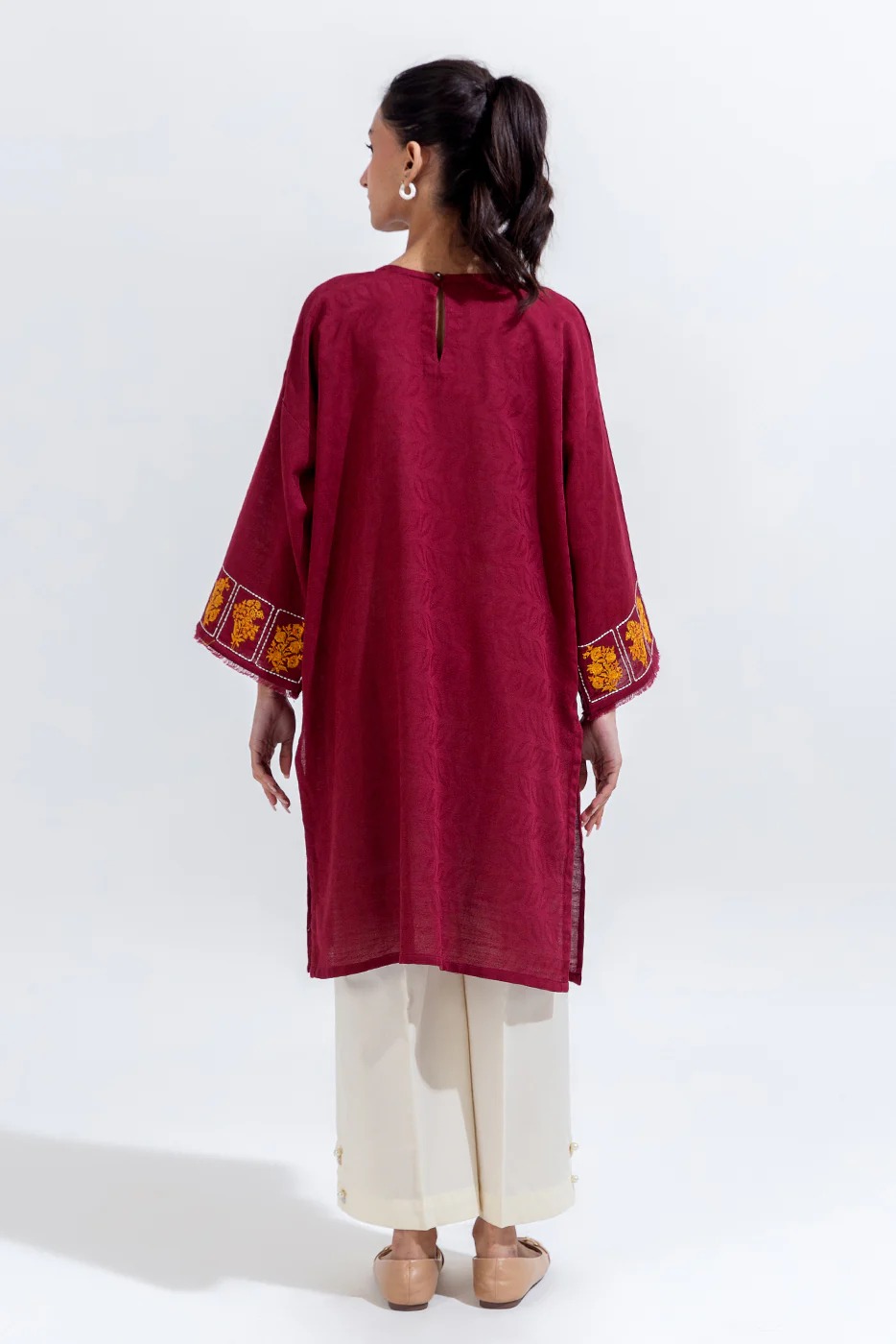 EMBROIDERED KHADDAR JACQUARD SHIRT (PRET) - Image 3