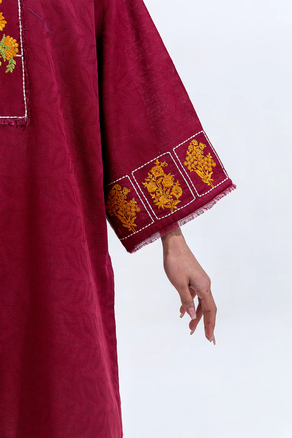 EMBROIDERED KHADDAR JACQUARD SHIRT (PRET) - Image 5