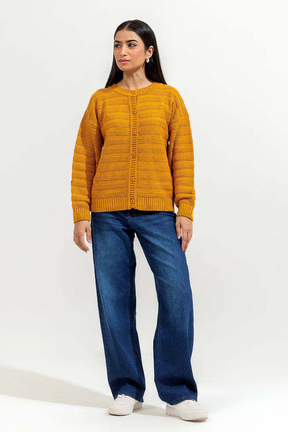 KNITTED CREW NECK CARDIGAN - Image 2