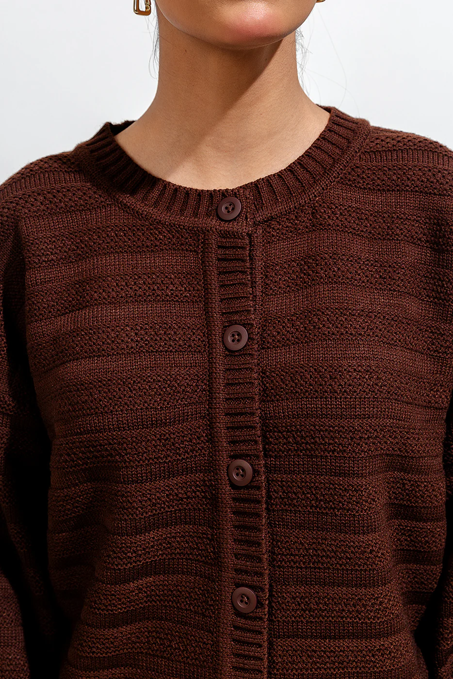 KNITTED CREW NECK CARDIGAN - Image 4