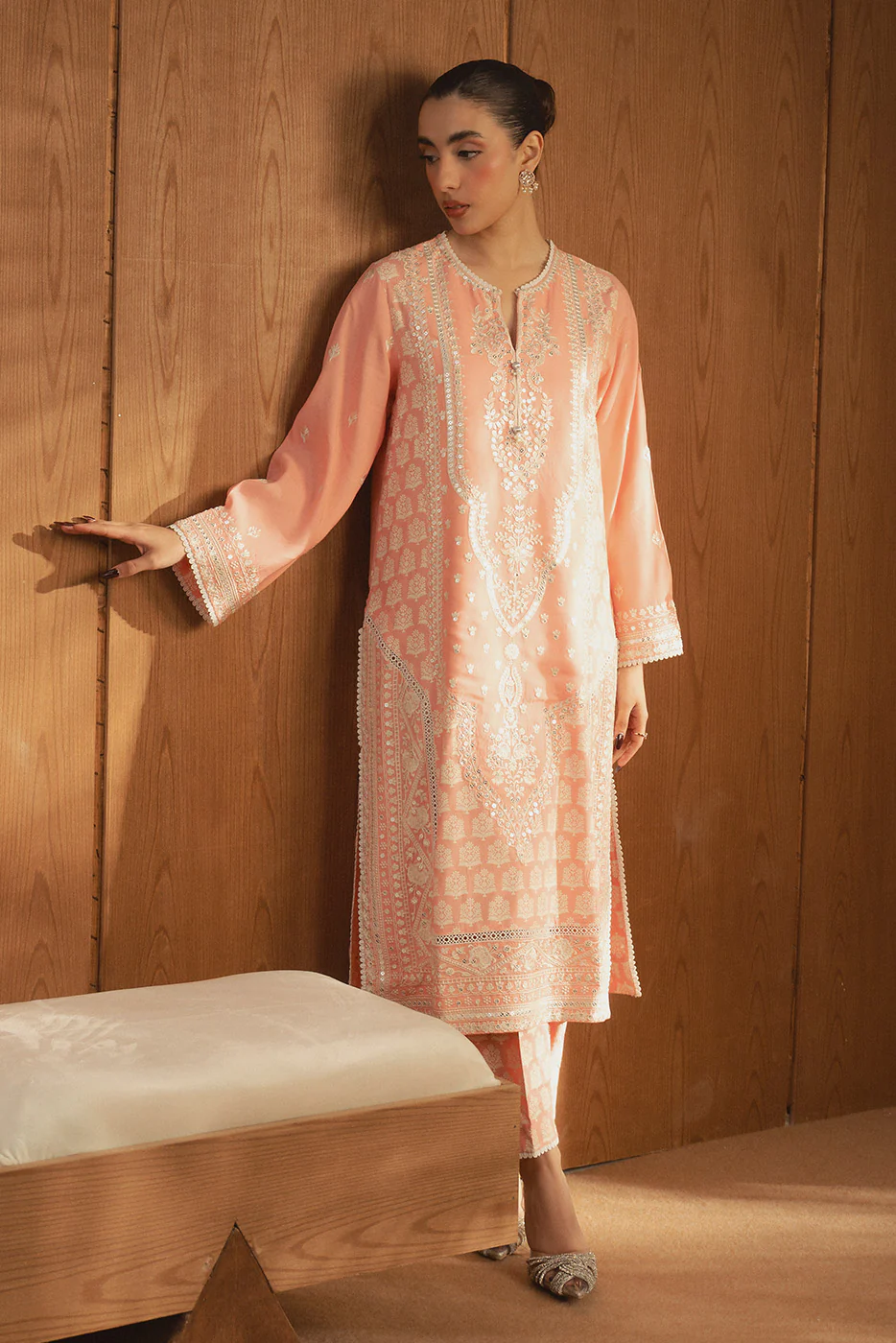 2 PIECE EMBROIDERED RAW SILK SUIT (LUXURY PRET) - Image 2