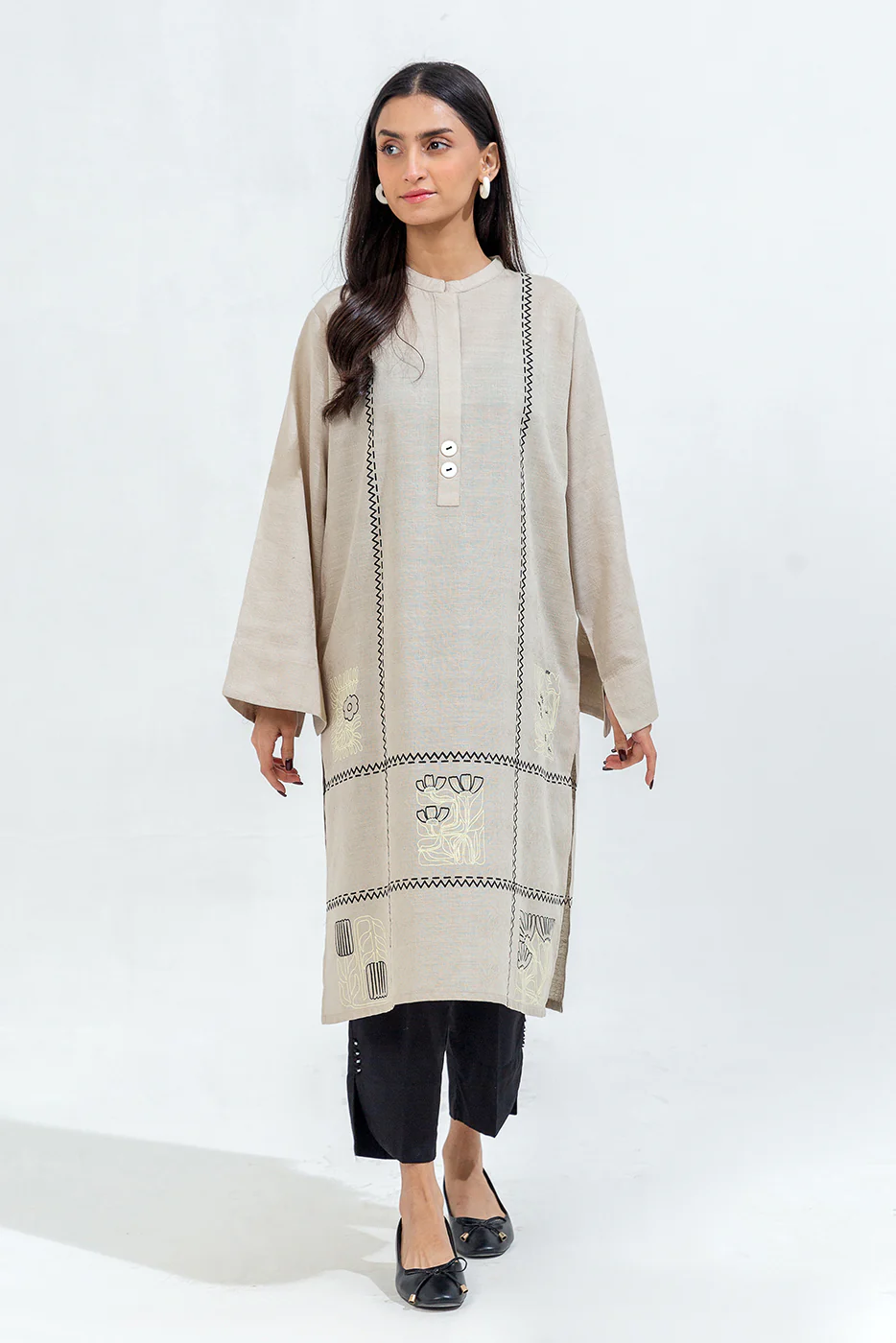 PRINTED KHADDAR JACQUARD SHIRT (PRET) - Image 3