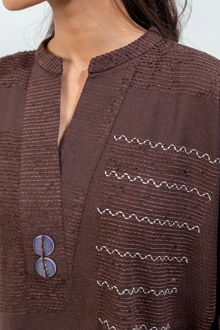 2 PIECE EMBROIDERED YARN DYED SUIT (PRET) - Image 2