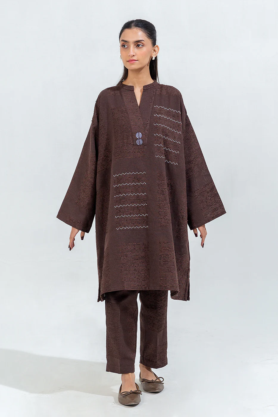 2 PIECE EMBROIDERED YARN DYED SUIT (PRET) - Image 4