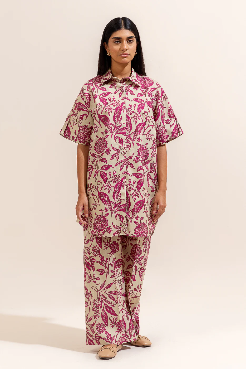 2 PIECE PRINTED LINEN SUIT-ORCHID MUSK (UNSTITCHED) - Image 2