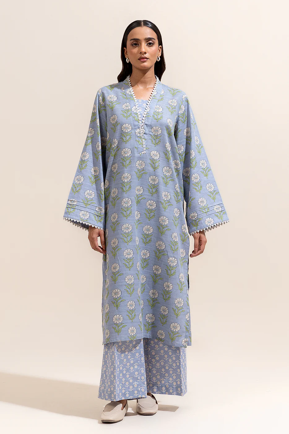 2 PIECE PRINTED KHADDAR SUIT-STONE ASH (UNSTITCHED) - Image 2