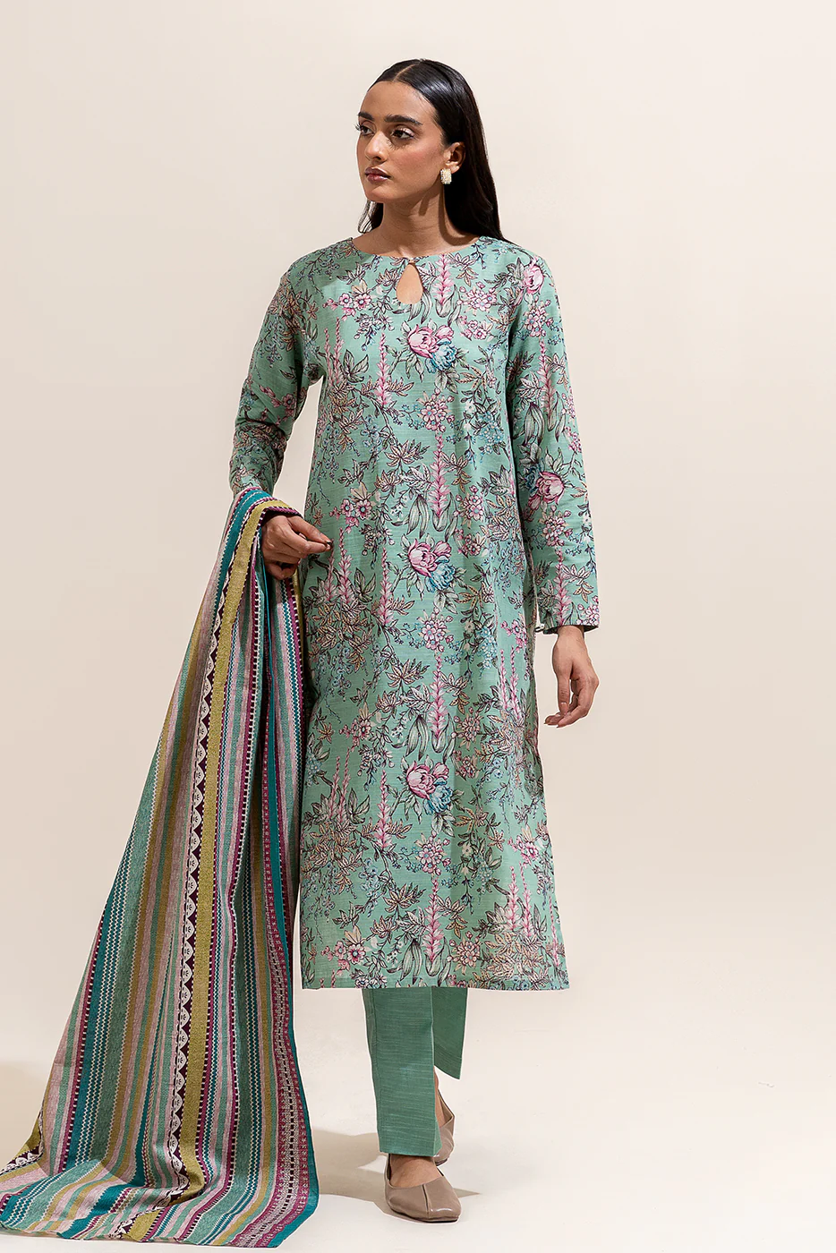 2 PIECE PRINTED KHADDAR SUIT-AQUATIC FLORA (UNSTITCHED) - Image 3