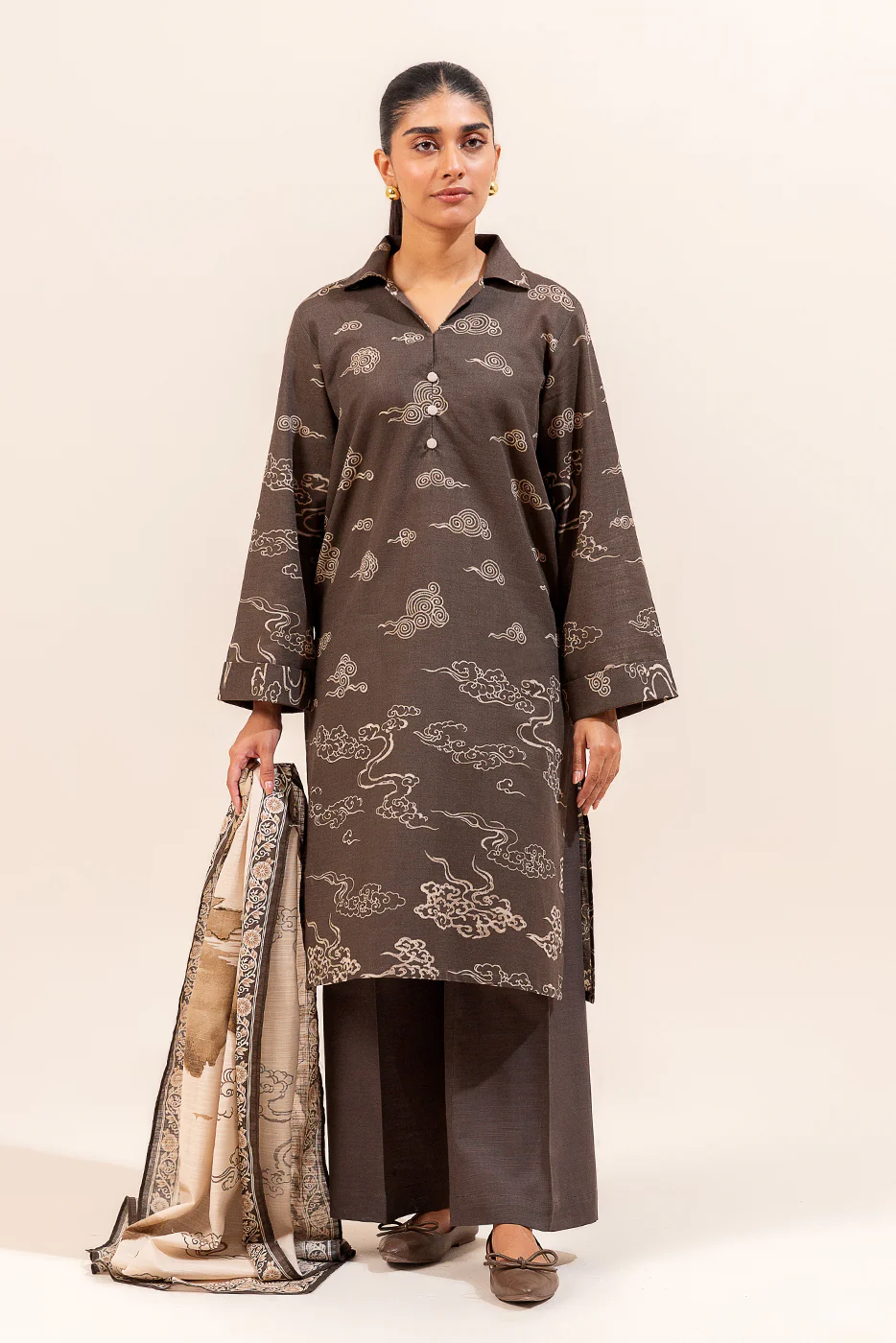 3 PIECE PRINTED KHADDAR SUIT-JAPANESE VEIL (UNSTITCHED) - Image 3