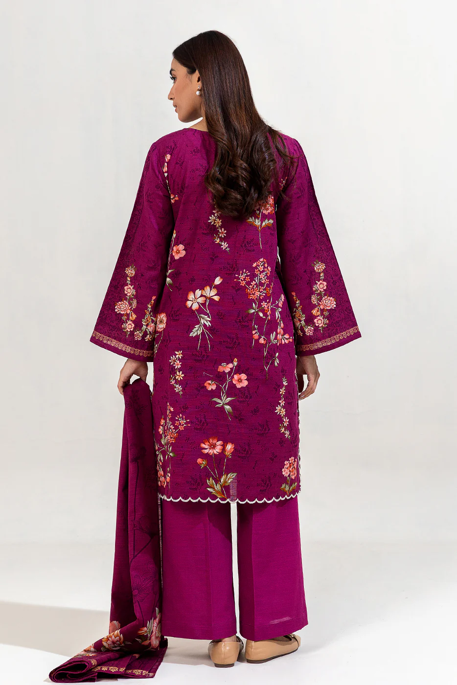 2 PIECE EMBROIDERED KHADDAR SUIT-PLUM RADIANCE (UNSTITCHED) - Image 3