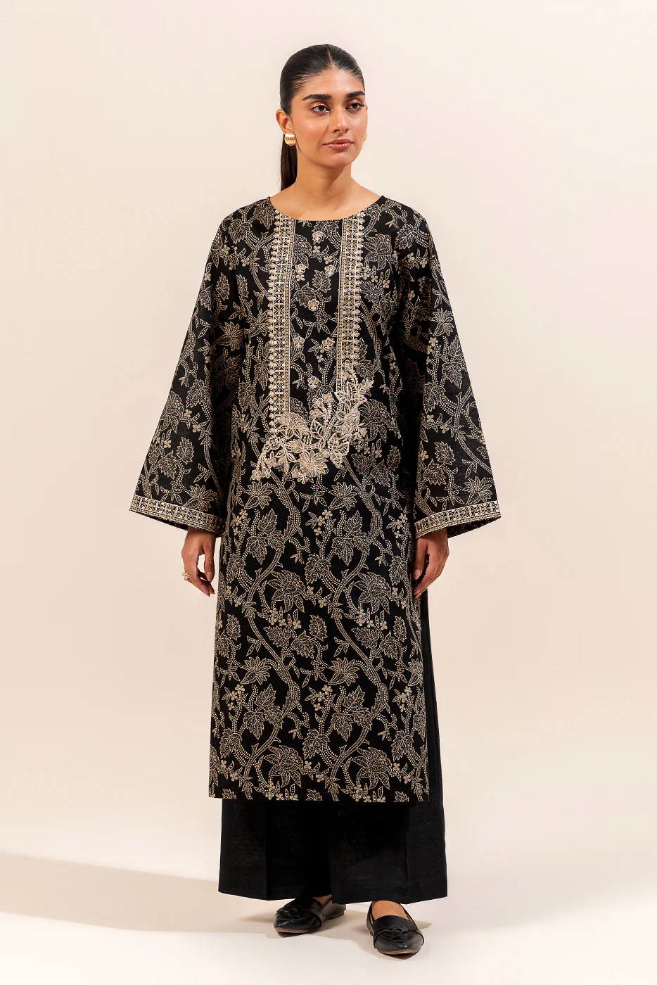 2 PIECE EMBROIDERED KHADDAR SUIT-CINDER MUSK (UNSTITCHED) - Image 2