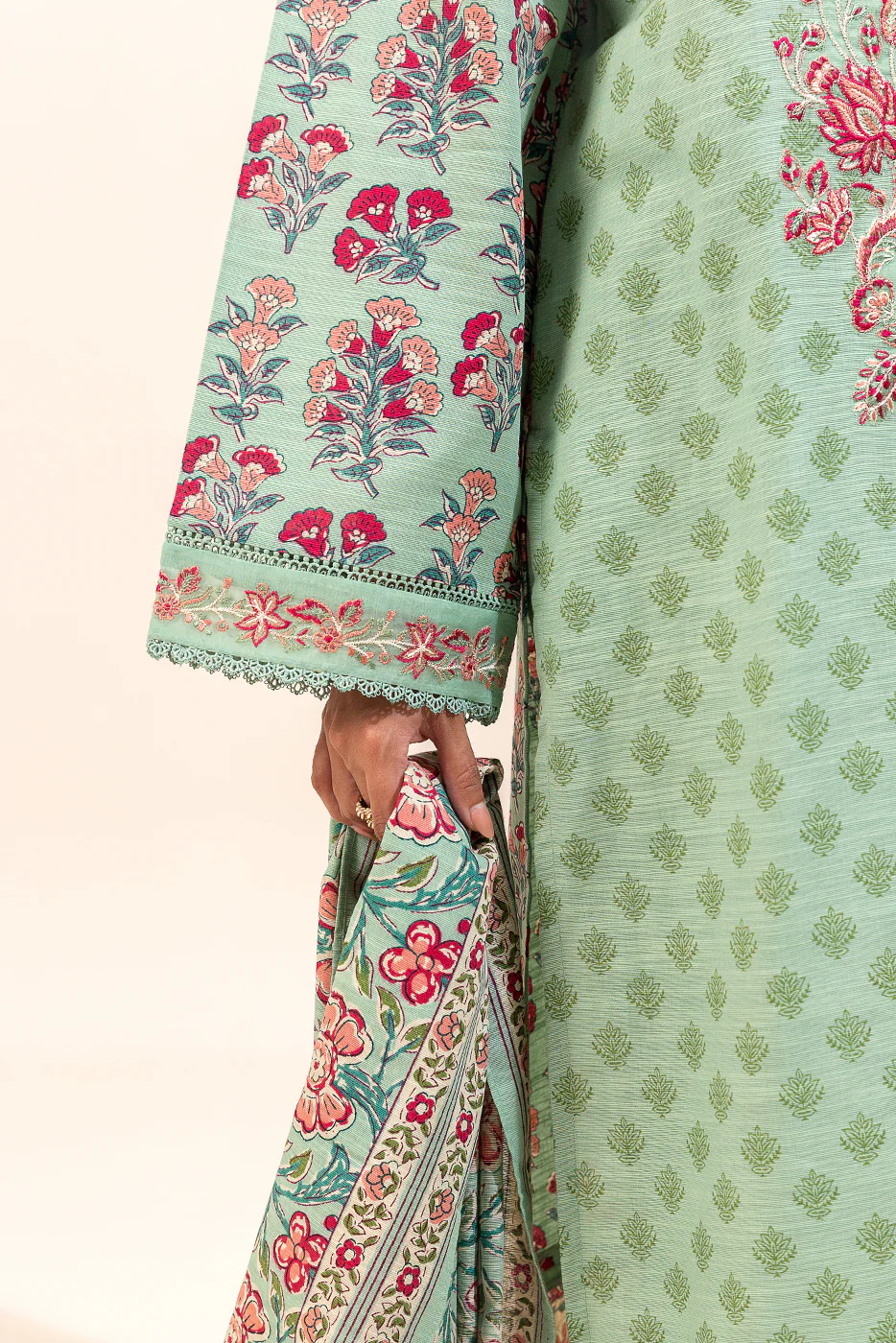 3 PIECE EMBROIDERED KHADDAR SUIT-CARNATION SERENITY (UNSTITCHED) - Image 6