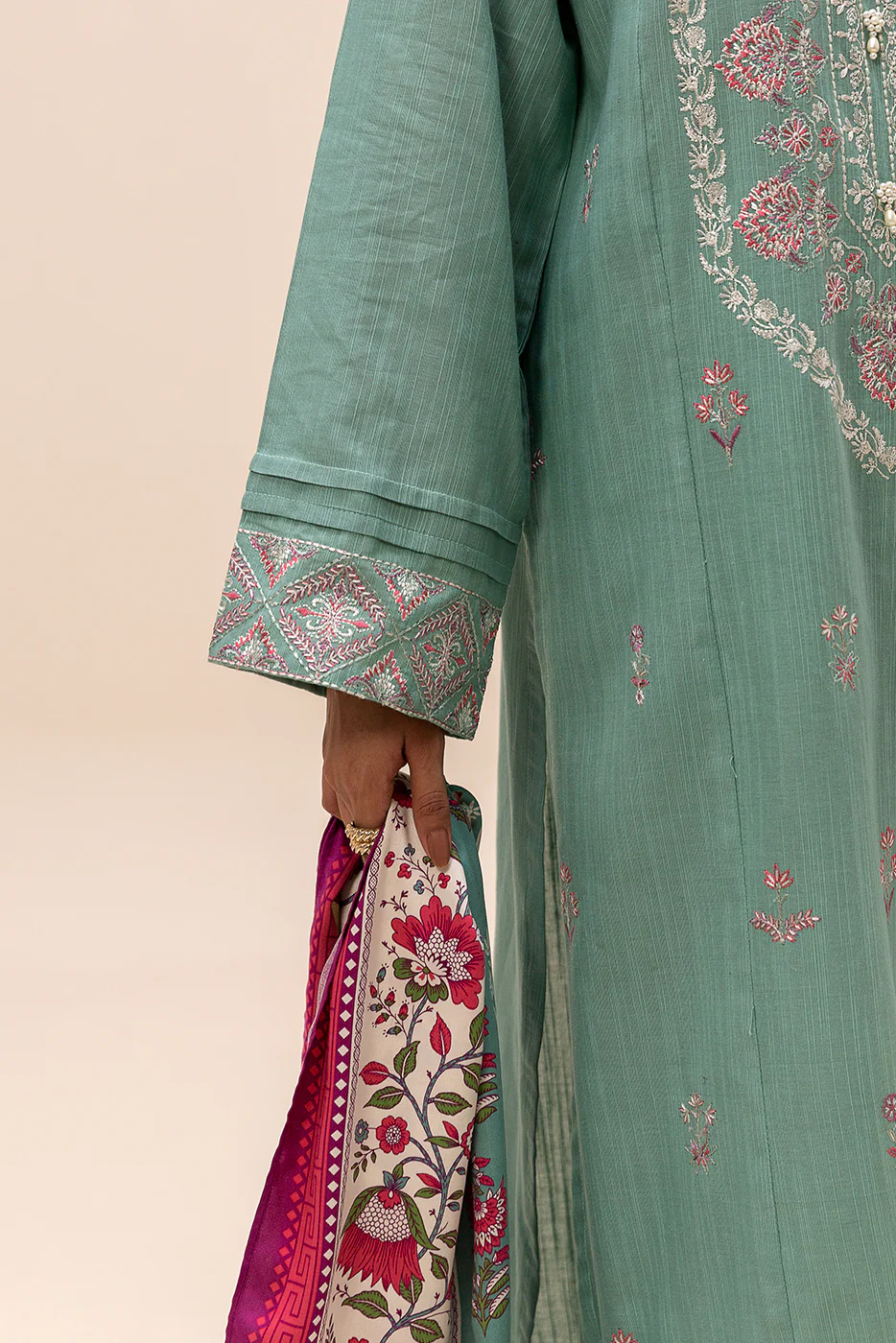3 PIECE EMBROIDERED KHADDAR SUIT-NEVADA BLUSH (UNSTITCHED) - Image 6