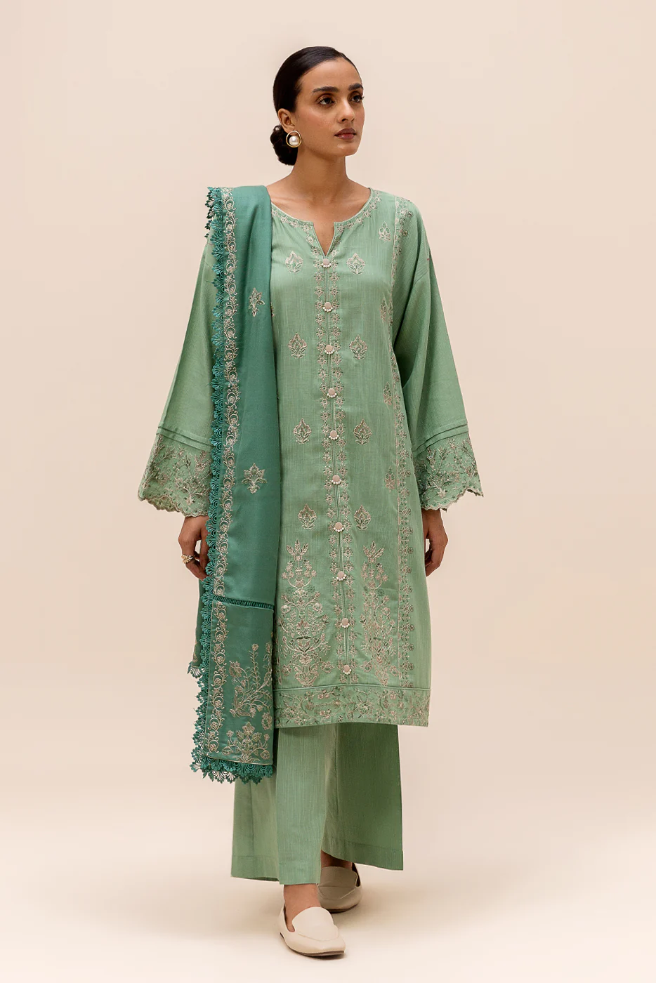3 PIECE EMBROIDERED KHADDAR SUIT-FERN BLISS (UNSTITCHED) - Image 3