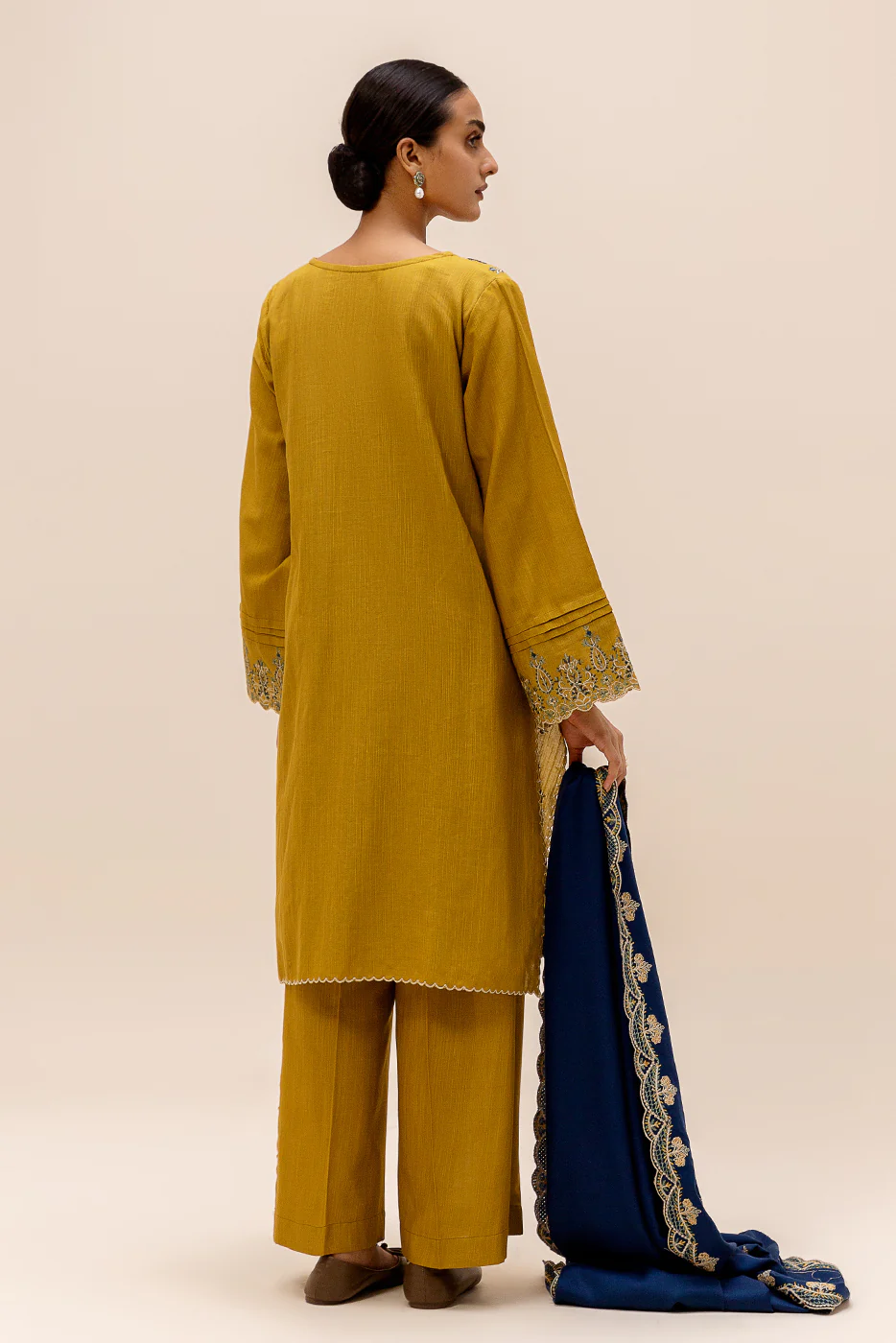 3 PIECE EMBROIDERED KHADDAR SUIT-CANARY ADORN (UNSTITCHED) - Image 5