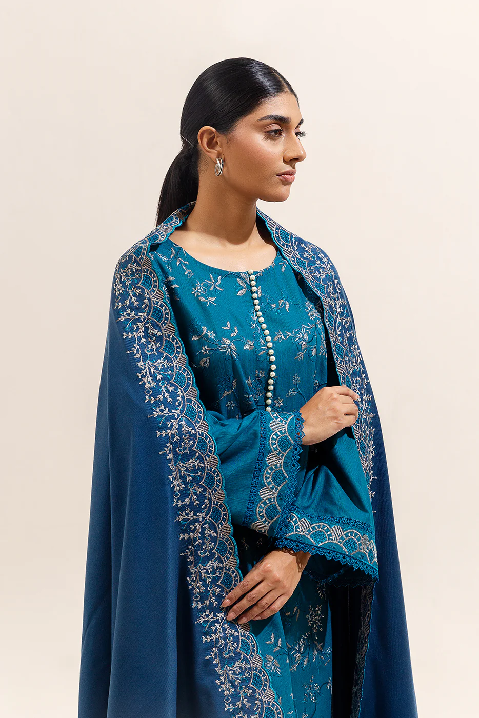 3 PIECE EMBROIDERED KHADDAR SUIT-GARDEN BLISS (UNSTITCHED) - Image 2