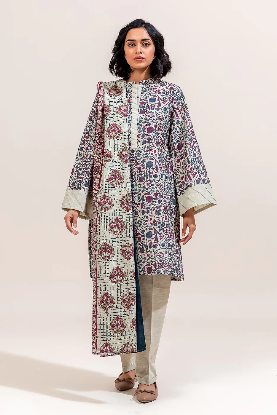3 PIECE PRINTED KHADDAR SUIT-MULBERRY HAZE (UNSTITCHED) - Image 2