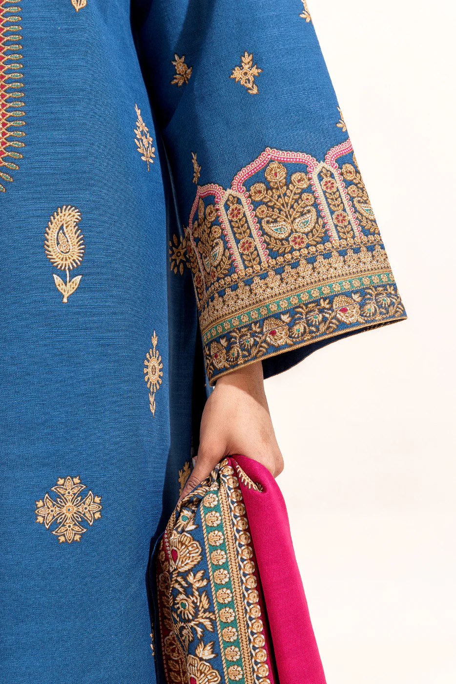 3 PIECE PRINTED KHADDAR SUIT-AEGEAN GOLD (UNSTITCHED) - Image 5