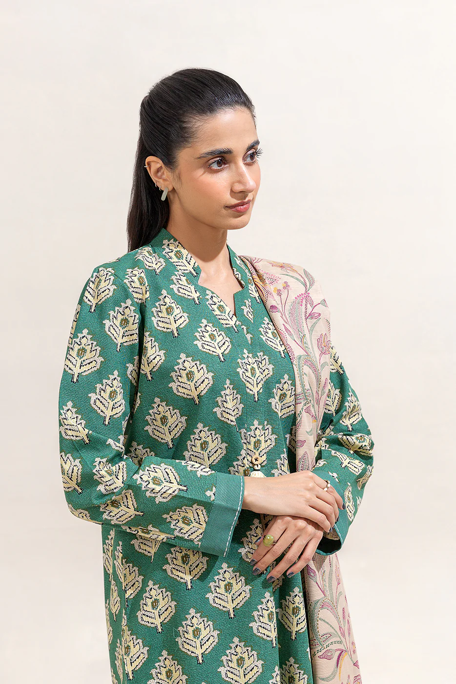 3 PIECE PRINTED KHADDAR SUIT-TEAL SERENITY (UNSTITCHED) - Image 2