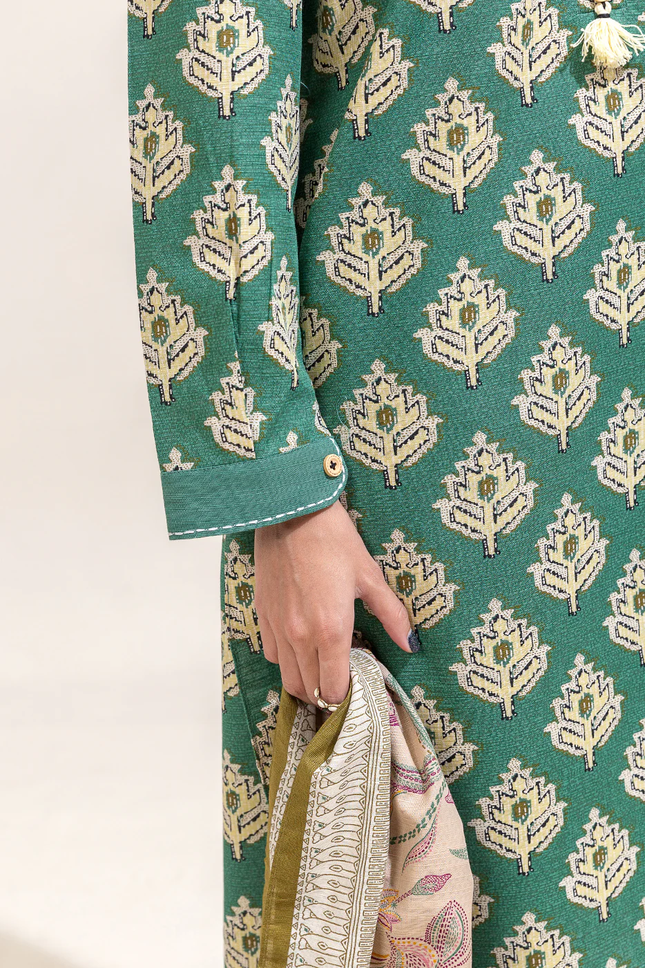 3 PIECE PRINTED KHADDAR SUIT-TEAL SERENITY (UNSTITCHED) - Image 3