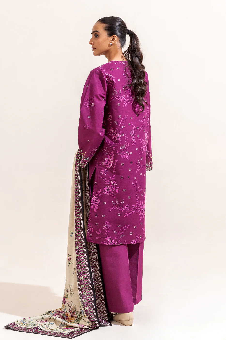 3 PIECE PRINTED KHADDAR SUIT-MULBERRY ORCHID (UNSTITCHED) - Image 2