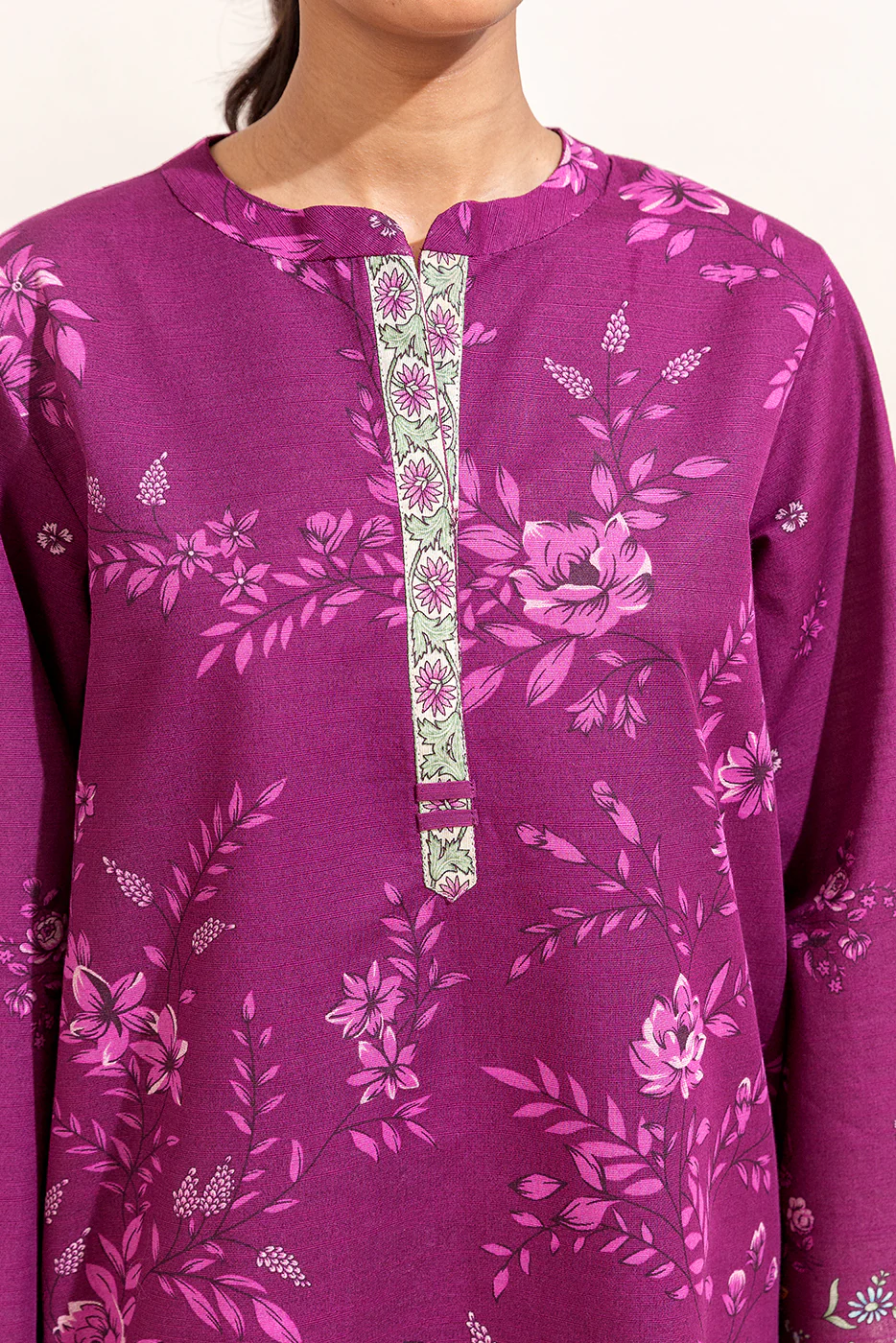 3 PIECE PRINTED KHADDAR SUIT-MULBERRY ORCHID (UNSTITCHED) - Image 3