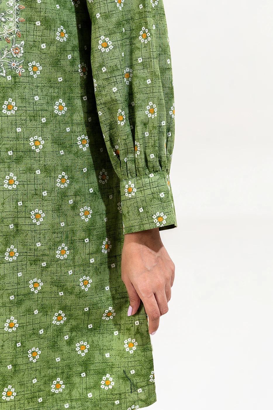 2 PIECE EMBROIDERED KHADDAR SUIT-TRIBAL MOSS (UNSTITCHED) - Image 5