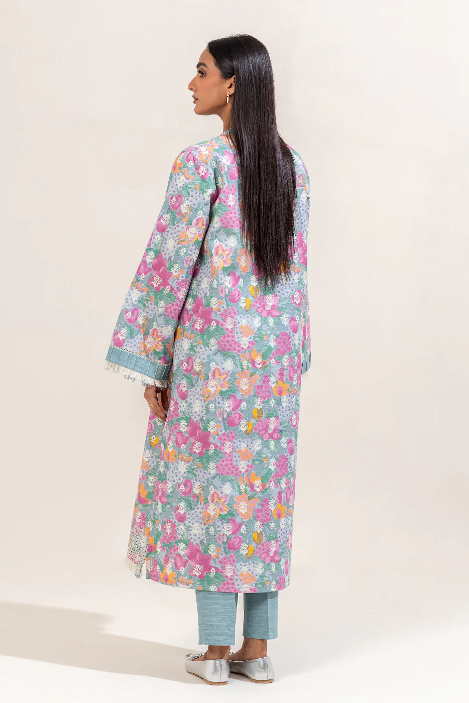2 PIECE EMBROIDERED KHADDAR SUIT-CANDY FLOSS (UNSTITCHED) - Image 3