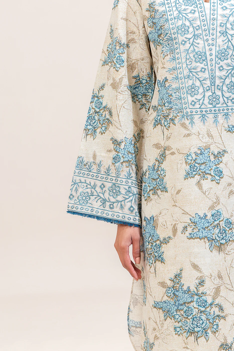 2 PIECE EMBROIDERED KHADDAR SUIT-CERULEAN BUNCH (UNSTITCHED) - Image 5