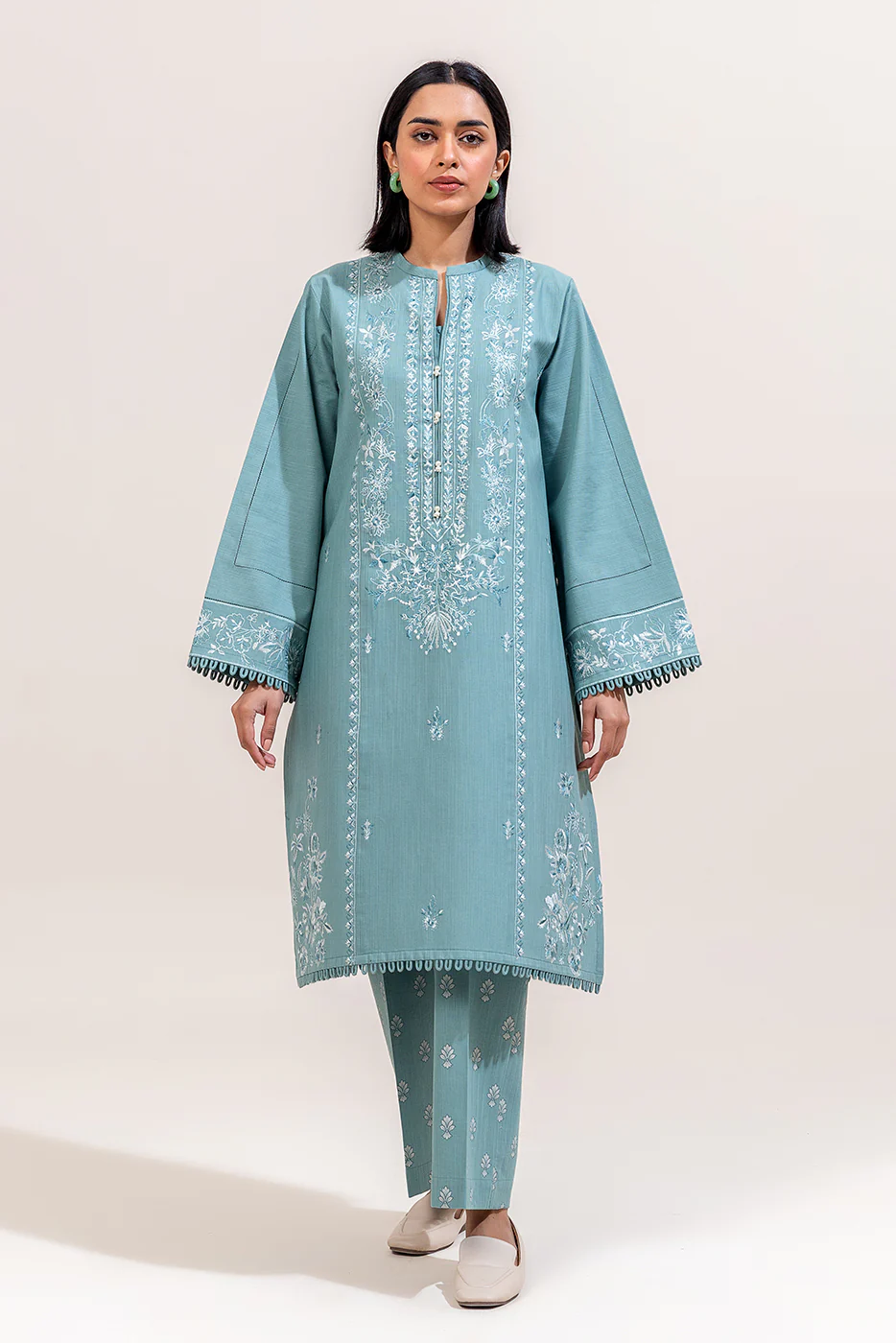 2 PIECE EMBROIDERED KHADDAR SUIT-OCEAN VERVE (UNSTITCHED) - Image 2
