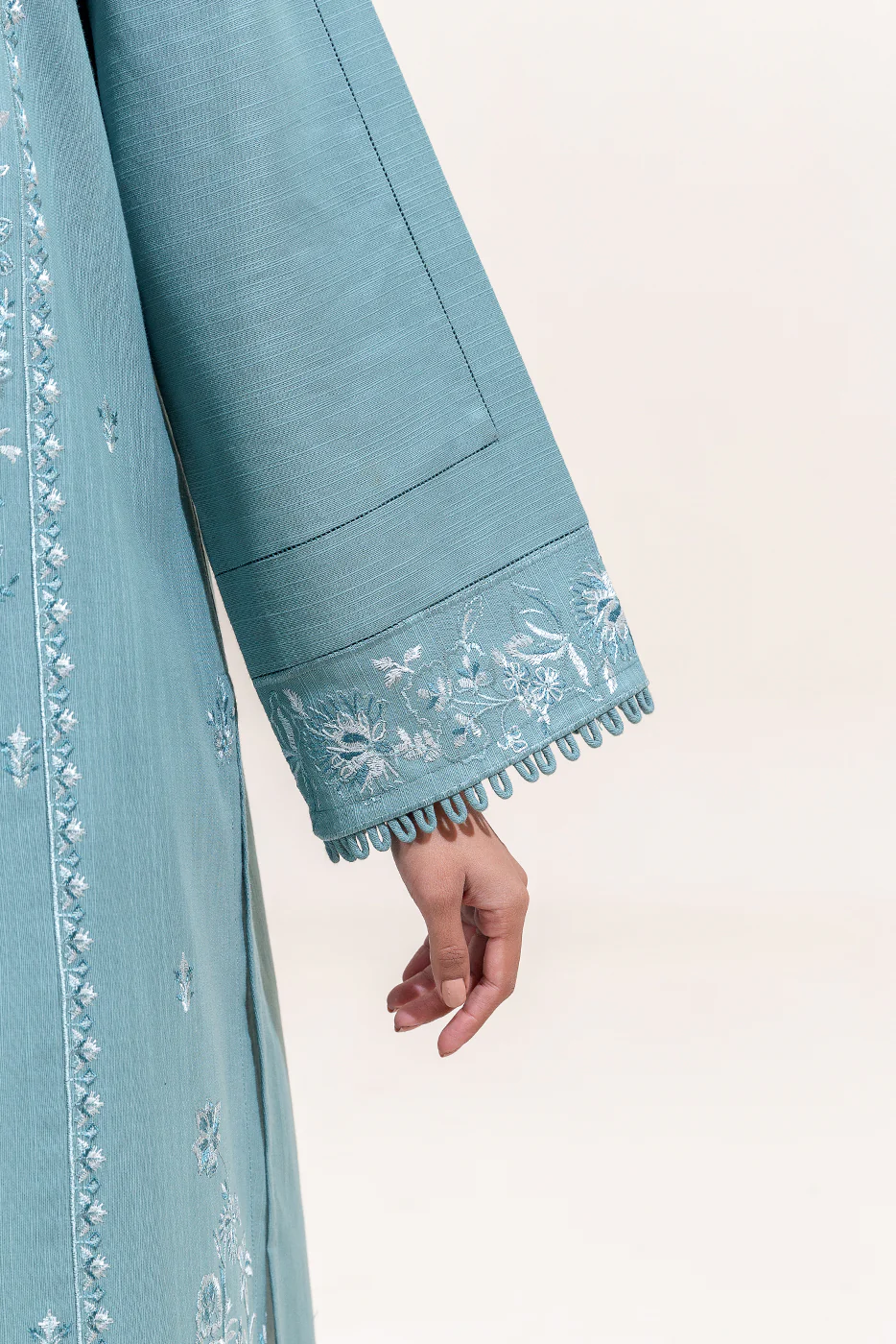 2 PIECE EMBROIDERED KHADDAR SUIT-OCEAN VERVE (UNSTITCHED) - Image 5