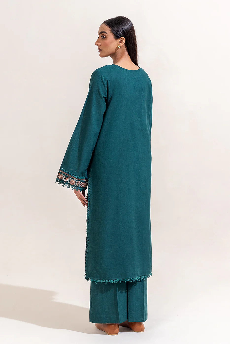 2 PIECE EMBROIDERED KHADDAR SUIT-PURSSIAN FOK (UNSTITCHED) - Image 3