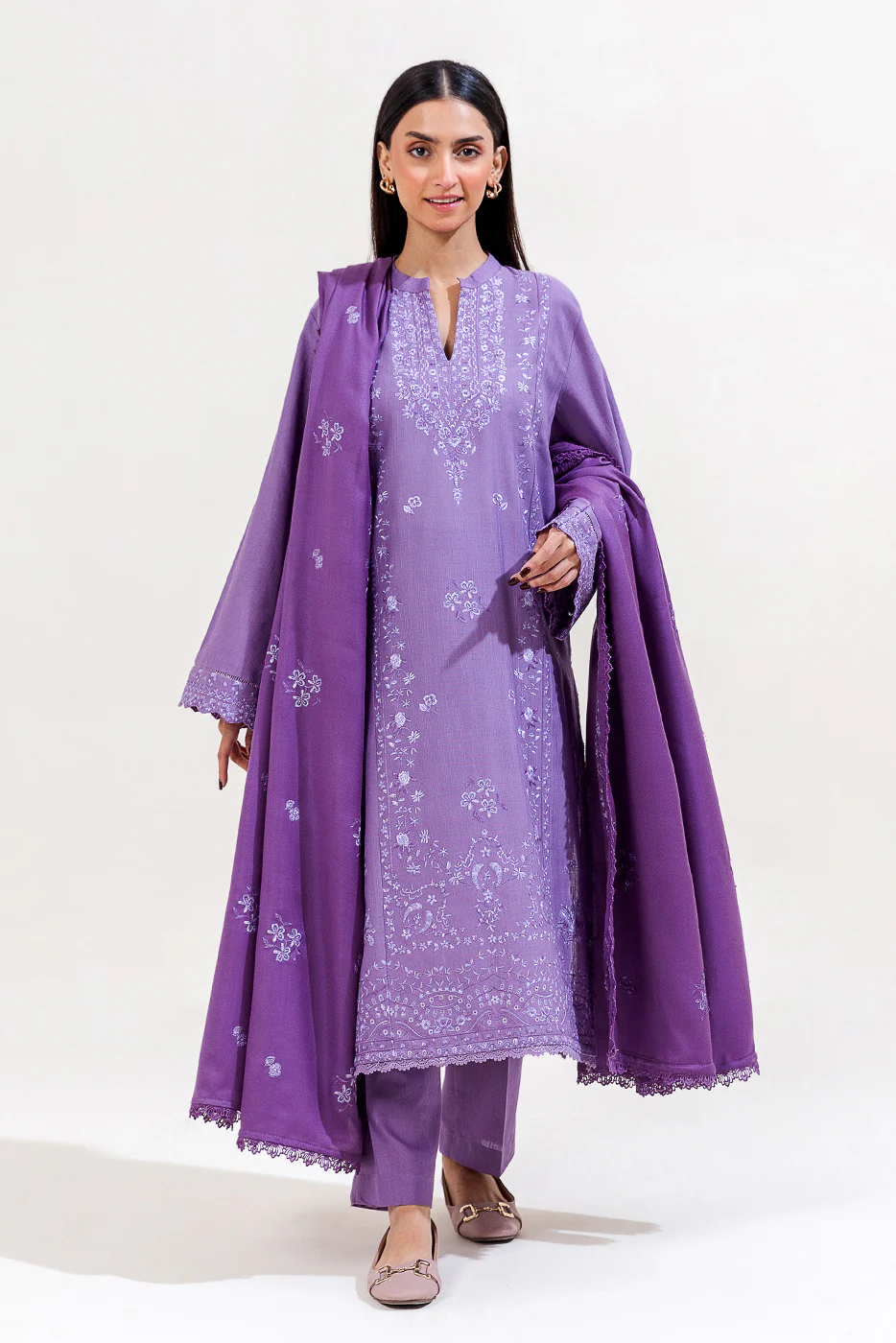 3 PIECE EMBROIDERED KHADDAR SUIT-AMETHYST TALE (UNSTITCHED) - Image 2