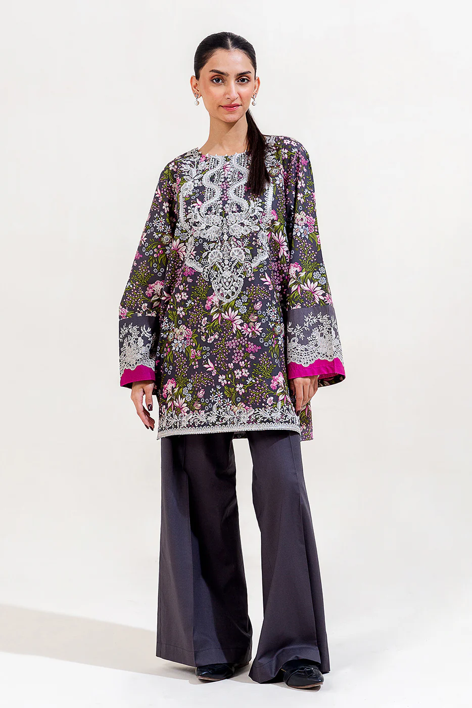 2 PIECE EMBROIDERED CAMBRIC SUIT-EBONY BLOOM (UNSTITCHED) - Image 2